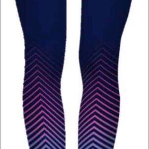 Navy with pink / blue hombre linear leggings OS